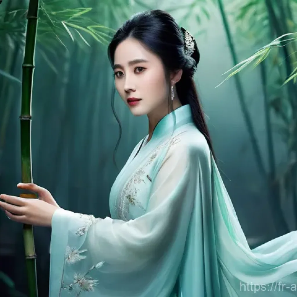 왕조현 출연작 및 최근 활동 - **Prompt:** A full-body portrait of Joey Wong as Nie Xiaoqian from "A Chinese Ghost Story." She is d...